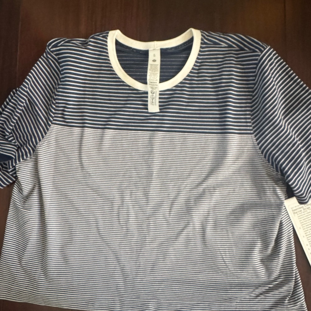 Lululemon Athletica Navy and White Striped Top